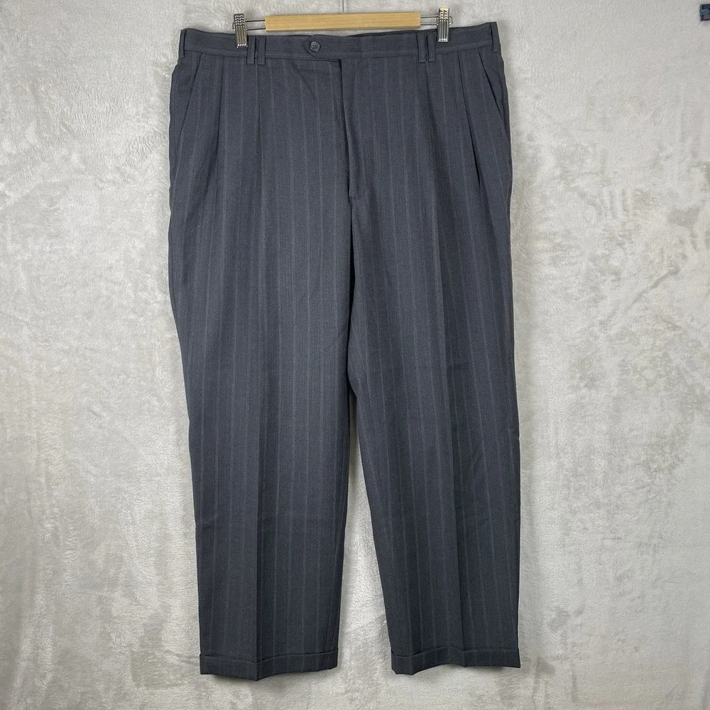 Vtg 50s Style Drop Loop Pleated Slacks Pants Mens 38x29 Striped Rockabilly 70s